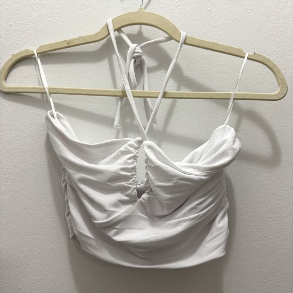Abercrombie and Fitch Slinky Halter Top in White- S